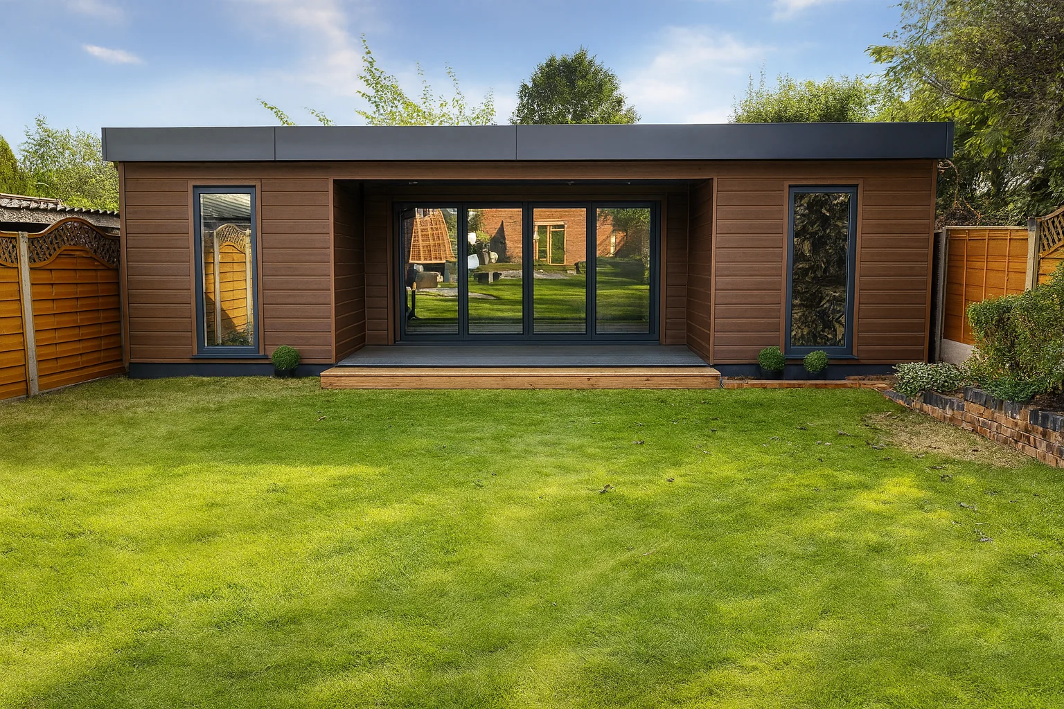 Luxury granny annexe garden home with modern architecture and outdoor space