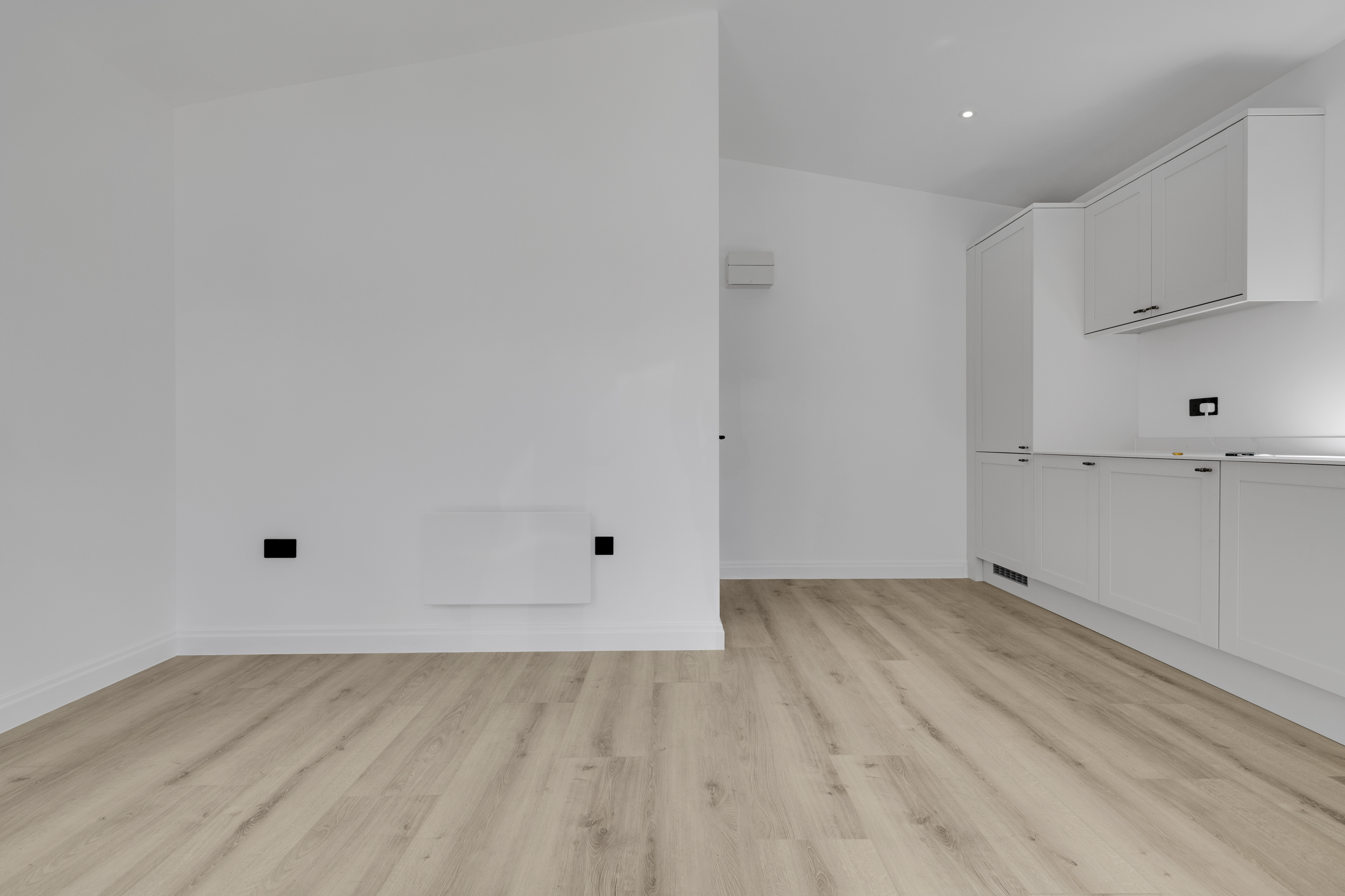 Bespoke garden annexe Interior Design with modern appliances and clean worktops