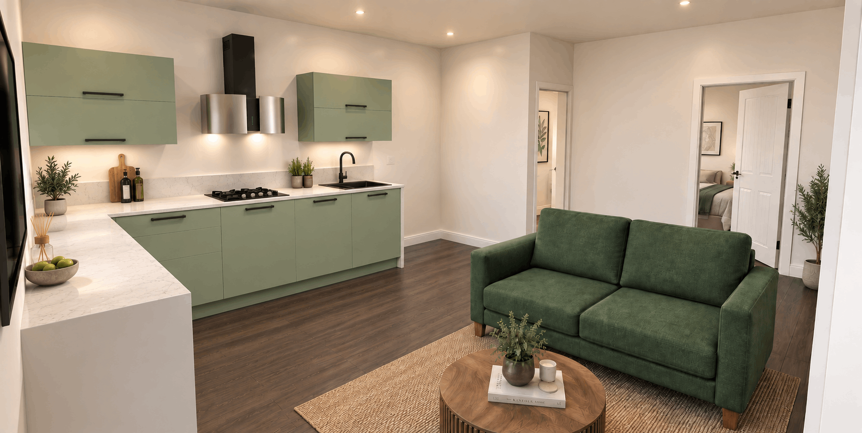 The Forever Lodge kitchen render